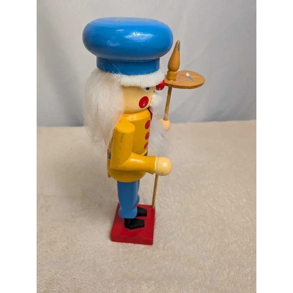 Wooden Nutcracker Soldier Blue Chef Hat Yellow‎ Jacket Christmas Decor